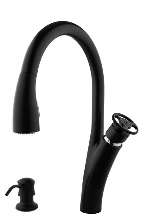 ברז פרח רותם מעוצב נשלף 2 מצבים ידית קליר, שחור מט