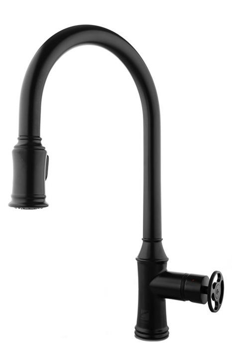 ברז פרח נשלף ידית קליר, שחור מט