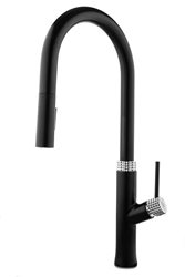 ברז פרח גבוה נשלף מעוצב, שחור מט בשילוב ניקל