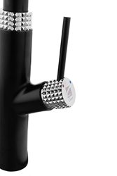 ברז פרח גבוה נשלף מעוצב, שחור מט בשילוב ניקל 2