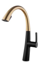 ברז פרח נשלף קלאסיק, שחור מט בשילוב זהב ידית שחור מט