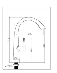 ברז פרח נשלף קלאסיק, שחור מט בשילוב זהב ידית שחור מט
