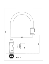 ברז פרח נשלף ידית קליר, שחור מט