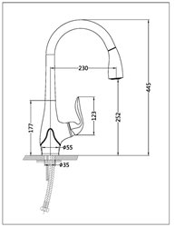 ברז פרח יסמין מעוצב נשלף 2 מצבים, שחור עתיק